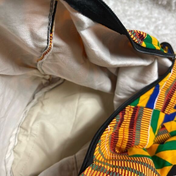 Colorful Kente extra large fabric bucket style shoulder crossbody bag - Picture 16 of 16